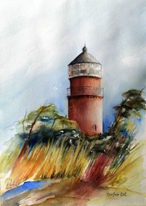 Aquarell Leuchtturm auf einem Blatt Papier