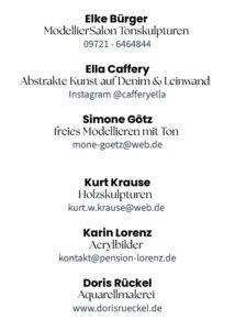 Teilnehmerliste der Ausstellung Kunst im Hof