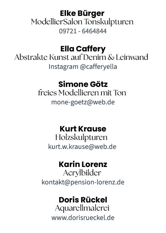Teilnehmerliste der Ausstellung Kunst im Hof